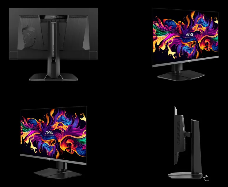 Tampilan belakang dan detail monitor MSI MAG 272QP QD-OLED X50