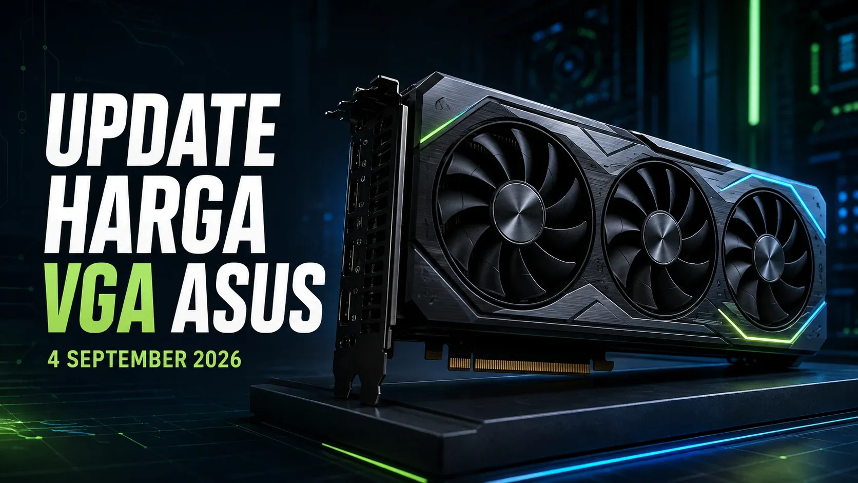 Ilustrasi kartu grafis modern dan judul update harga VGA ASUS per 4 September 2026
