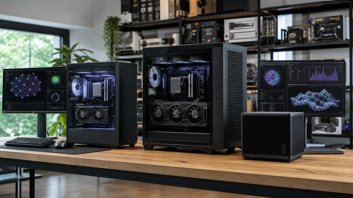 Beberapa pilihan komputer AI lokal dari PC entry level, workstation GPU besar, hingga perangkat AI kompak