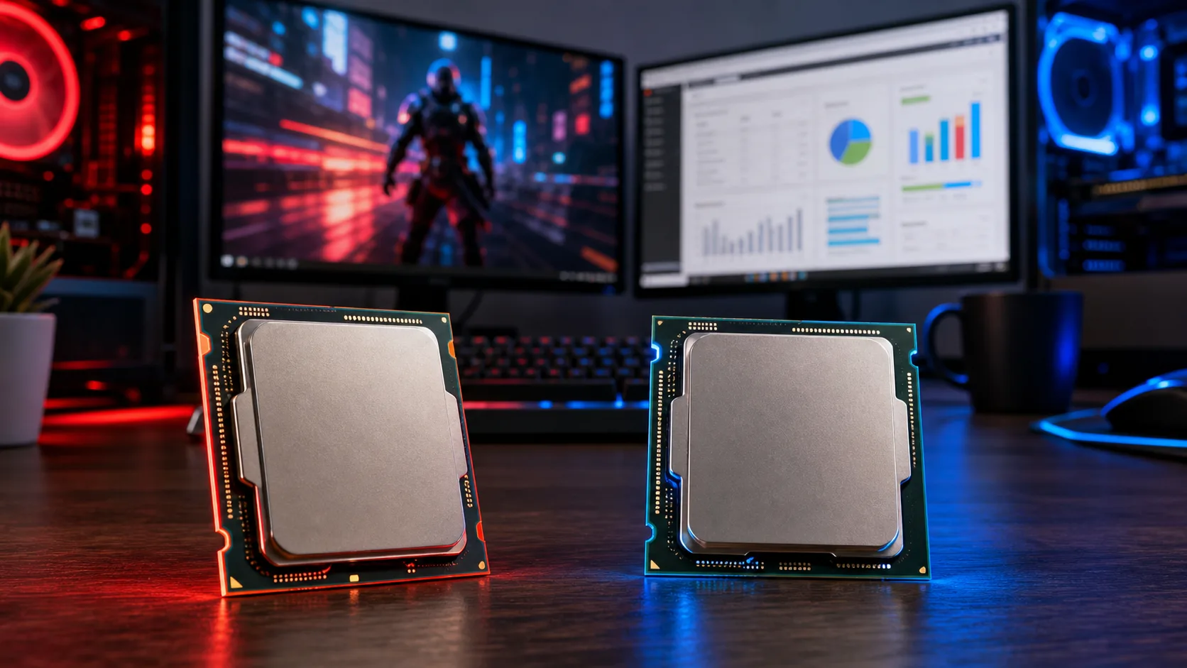 Dua processor desktop untuk perbandingan PC gaming dan kerja harian