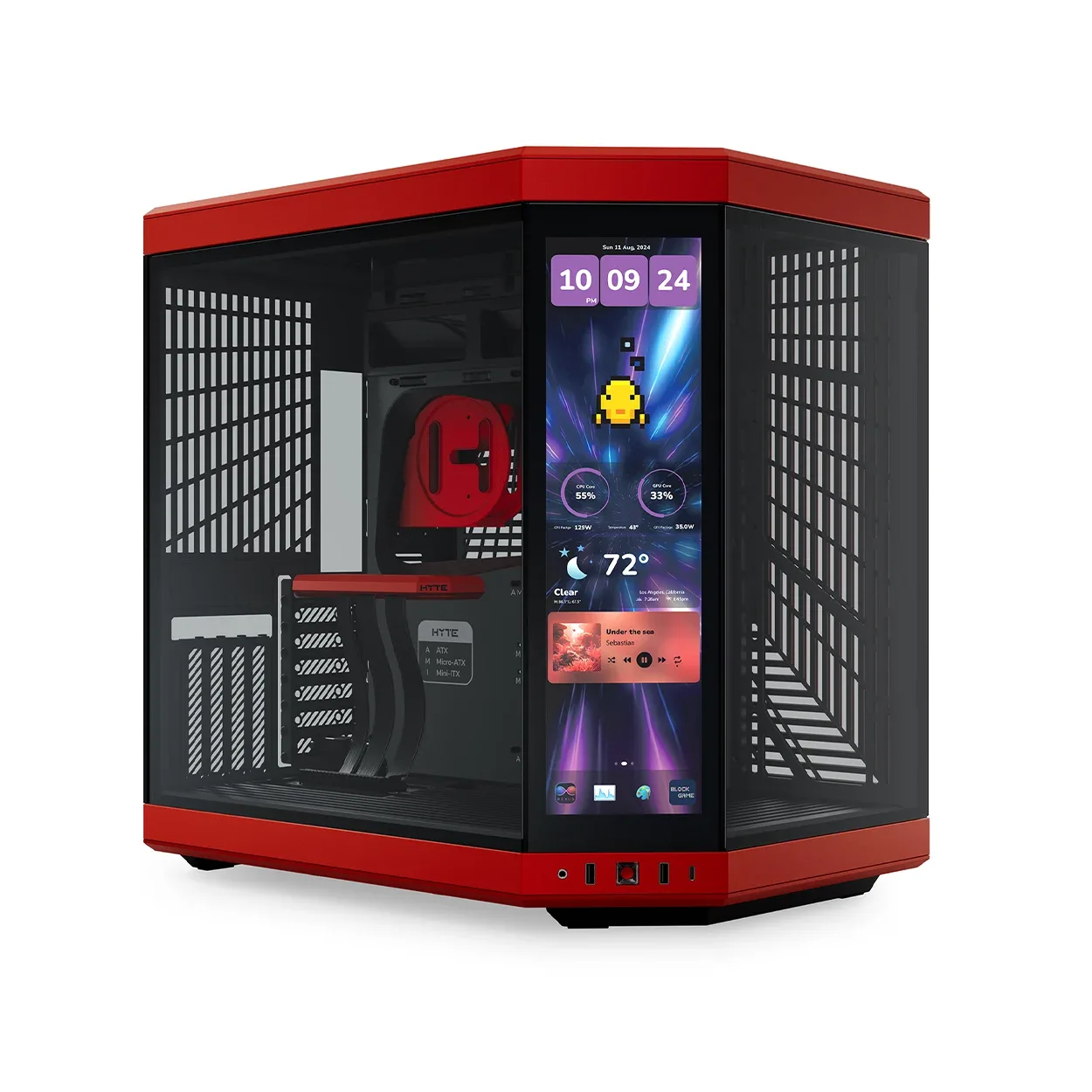 Casing HYTE Y70 Touch Infinite LCD varian Black Cherry